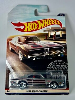 2016 Hot Wheels Vintage American Muscle 1969 Dodge Charger Gray 8/10 NEW
